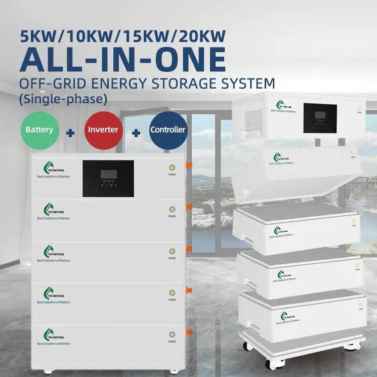 Weg von Gitter 5 20kWh zur wieder aufladbaren Lithium-Batterie 400ah alle in einer Solarbatterieanlage
